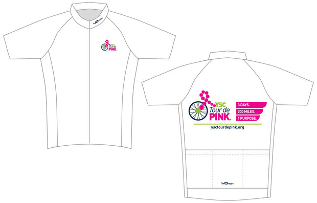 YSC Tour de Pink Short Sleeve Cycling Jersey-White